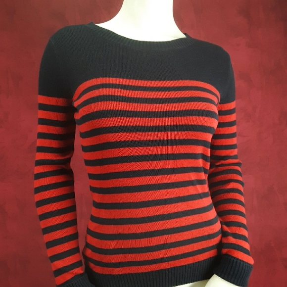 Express Sweaters - Express black and red striped crew neck sweater